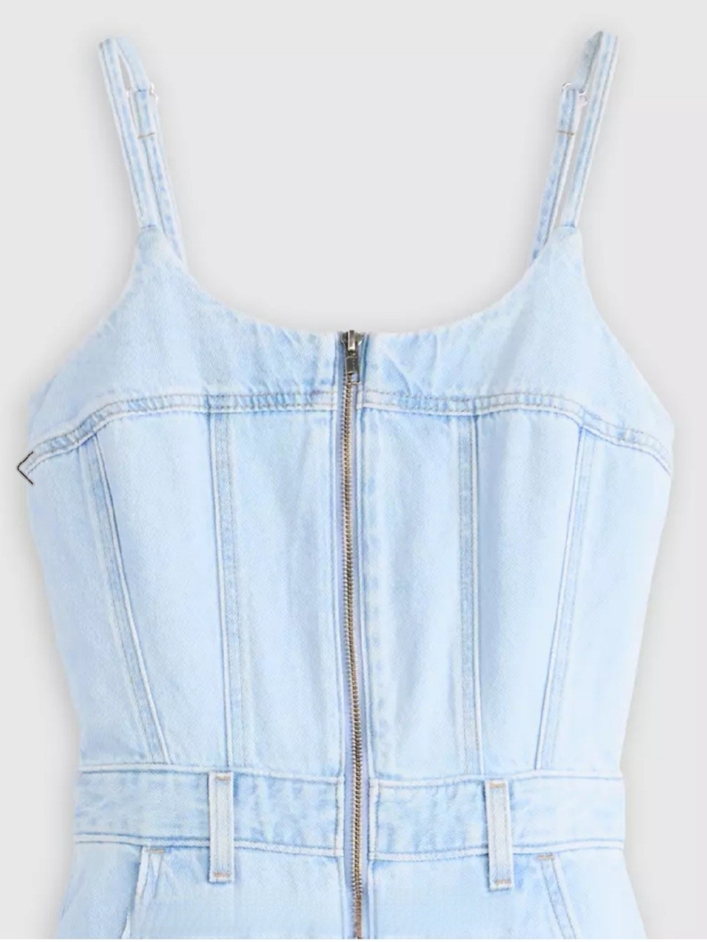 Levi's Light Blue Denim Wide-Leg Zip-Front Overalls. NWT - Picture 7 of 9